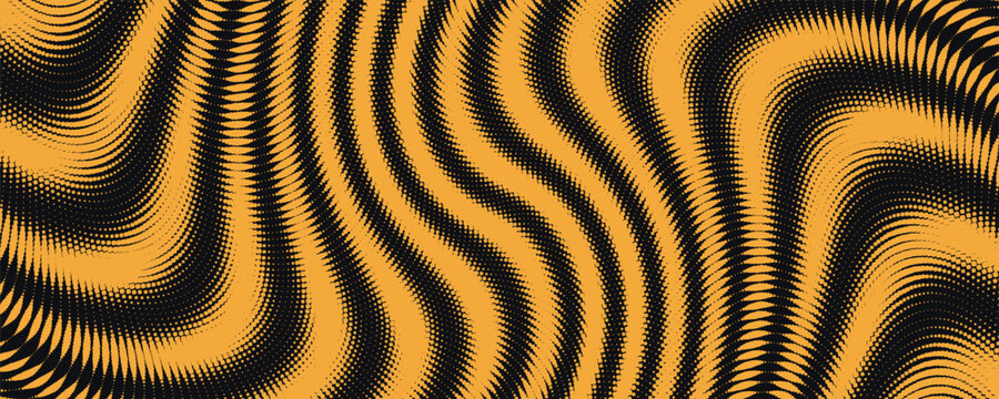 Abstract background featuring wavy parallel lines in high contrast orange and black abstract background contrast geometric minimalist backdrop