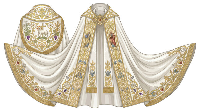 Eucharistic vestments Catholic priest chasuble and maniple