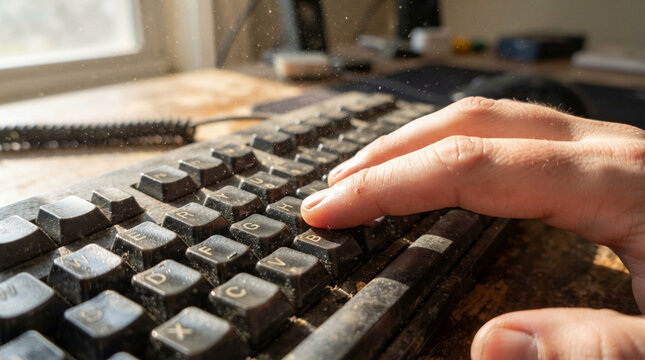 Close-up of hands typing on a black computer keyboard, working in an office environment, professional digital productivity, technology, communication, internet usage, fast workflow, data entry