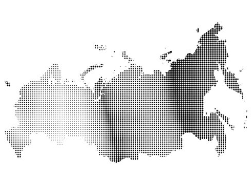 Map of the country Russia, on a white background, infographic, Halftone style on a white background
