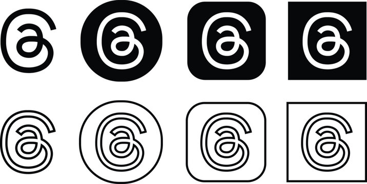 Threads app Logo icon in flat line set. Threads is new social network, platform messaging app Threads an Instagram application is launched vector editorial for web