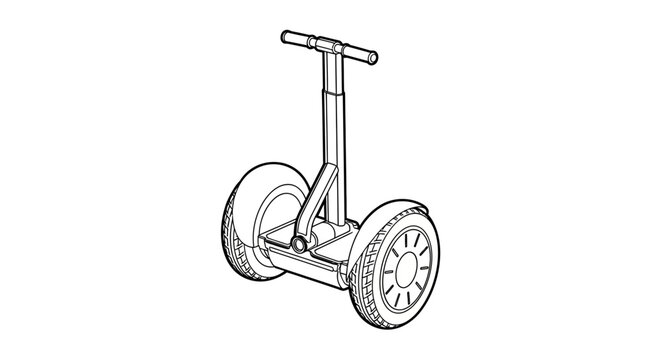 Segway personal transporter black and white line drawing