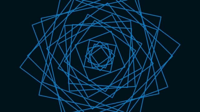 Geometric Spiral Lines Abstract Art in Deep Blue Studio