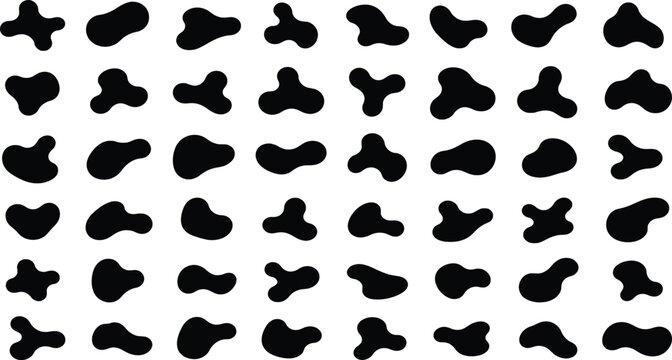 Set of black organic blob shapes on white background