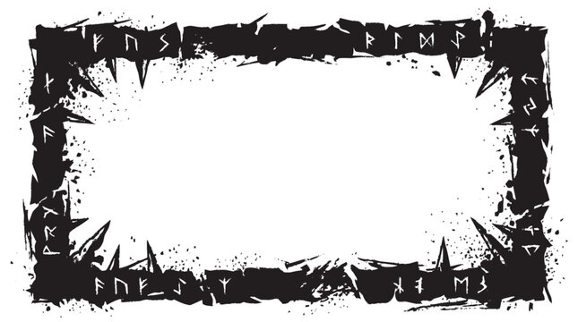 High-contrast black grunge frame with sharp jagged spikes and white ru