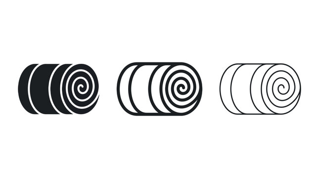 Spiral log variations in minimalist design: solid, linear, and outline styles