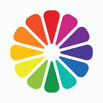A vibrant and comprehensive color wheel vector illustration showcasing a spectrum of hues arranged in a circular pattern, perfect for design and educational purposes.