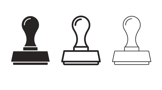 Rubber stamp graphic: solid, outline, and linear designs for branding