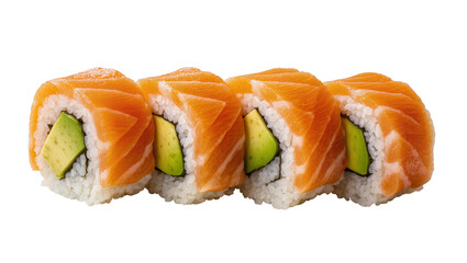 Fresh salmon and avocado sushi rolls, isolated on transparent background © Alexa