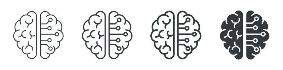 Naklejka premium Artificial Intelligence Different Icon Set Simple Style Collection 