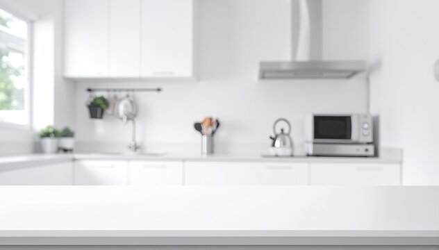 a white kitchen with a white counter top