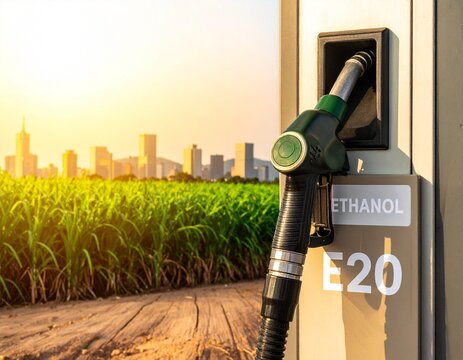Indian fuel station dispensing E20 ethanol blended petrol