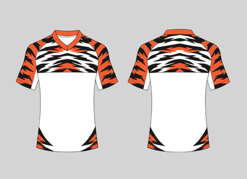 White Tiger Stripe Sublimation Sports Jersey Vector Template