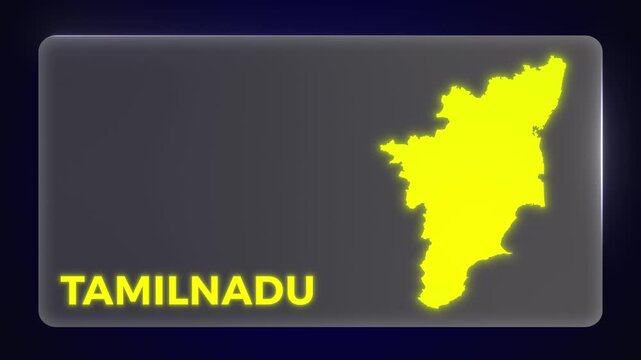 Simple Clean Tamil Thamizh Nadu India State Map Intro Modern Template Glow Effect Explainer Documentary Style 4K Video	
