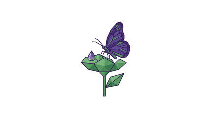 Purple butterfly on green flower. © Black