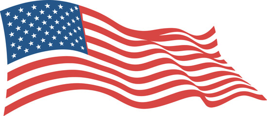 Fototapeta premium Waving american flag with stars and stripes in motion Vector,American Flag Banner Design, American Flag Border
