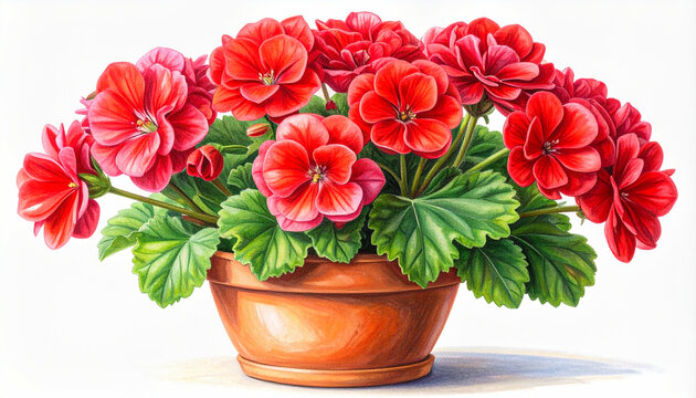 Charming hand-drawn red geranium illustration