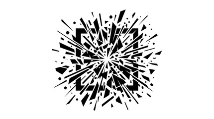 Fototapeta premium Abstract Black Geometric Explosion Burst on White Background
