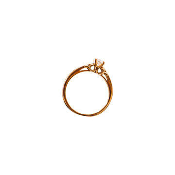 Golden engagement ring with diamond isolated PNG on transparent background, elegant wedding jewelry symbol of love and commitment