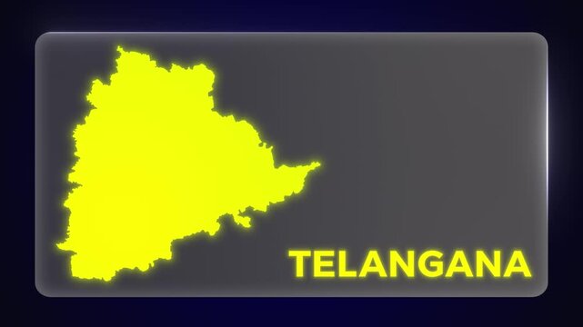Simple Clean Telangana Telugu India State Map Intro Modern Template Glow Effect Explainer Documentary Style 4K Video	
