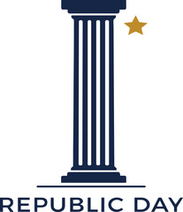 Fototapeta premium Minimalist republic day with classical column and gold star vector illustration EPS PNG file