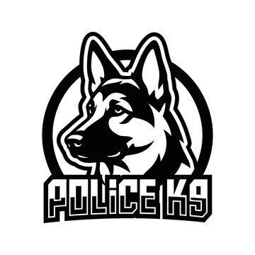 Police k9 dog head logo vector design for security.