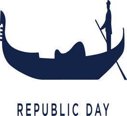 Minimalist flat silhouette of a venetian gondola and gondolier vector illustration EPS PNG file © T-Graphics IT
