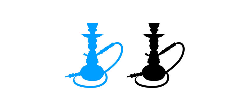 Minimalist Hookah and Smoking Pipe Icons - Arabian Nargile Silhouette Symbol