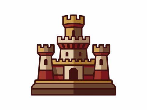 This vibrant illustration showcases a stylized Lego castle featuring towers and walls, evoking childhood nostalgia and creativity through playful design elements.