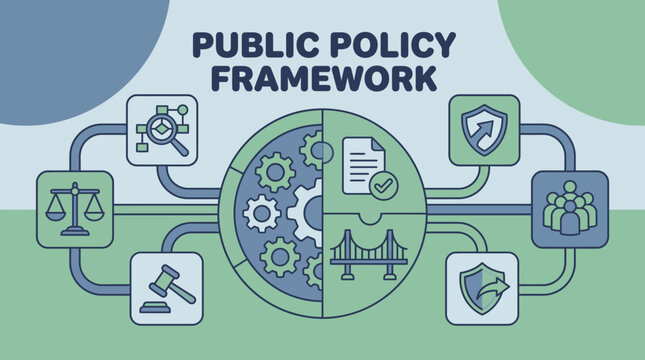 Public policy framework infographic design.