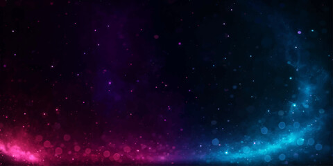 Abstract Cosmic Space Background with Glowing Stars, Deep Blue Galaxy Sky, Nebula Particles and Outer Universe Atmosphere for Astronomy and Modern Digital Design Illustration © pixel park