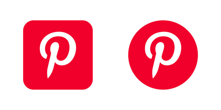 Red pin interest style creative social media board icon set with interest creative internet interface platform bookmark software technology