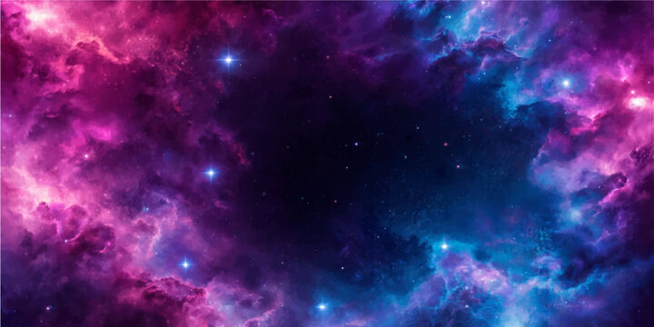 Abstract Deep Space Background with Blue Galaxy Nebula Starfield and Cosmic Light for Modern Text Design Universe Illustration