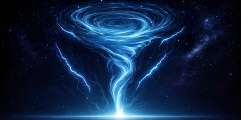 Abstract Deep Space Background with Glowing Stars Blue Nebula Galaxy Cosmic Light Universe Sky Astronomy Illustration on Black Background © pixel park
