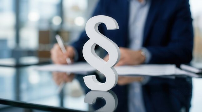 A close-up view of a white paragraph symbol on a desk.