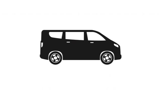 minivan  car  black silhouette animation 4k video footage motion graphics