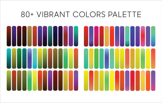 Set of eighty gradient color swatches for graphic design with gradient, swatches