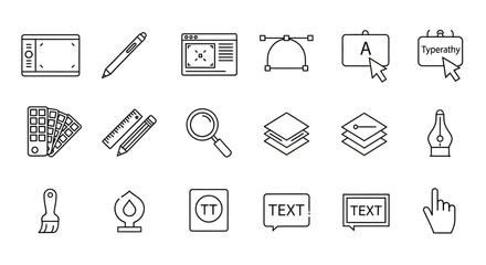 Fototapeta premium Graphic Design Icons Set: Tools and Concepts for Creativity