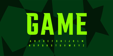 Naklejka premium Bold Sporty Font with Sharp Edges and Strong Style, Perfect for Sports League Headlines, Poster and Title with Champion Theme, Team Jersey and T-shirt letters. Vector typeset.