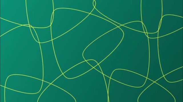 Dynamic, yellowish-gold curved lines moving against an aesthetic dark green gradient background.