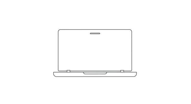 Minimalist laptop outline icon, modern portable computer line art