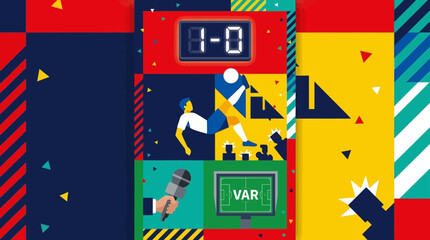 A vibrant illustration depicts a dynamic soccer scene with players in action on the field. © Fendi