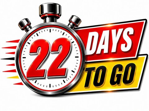 Countdown timer showing 22 days to go with dynamic speed lines