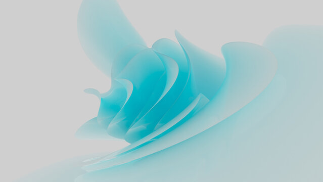 Blue fluid spiral wave design. The minimal color palette and soft lighting create a calm, elegant atmosphere. Can be used as a texture or background for design projects, scenes, etc. 