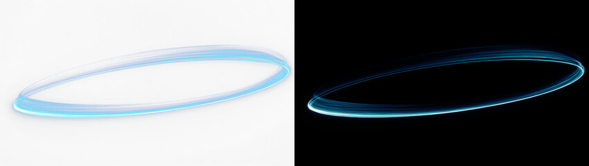 Cyan planetary ring, abstract cosmic curved lines texture, sci-fi orbit backdrop, deep space horizon line overlay © Aura Canvas