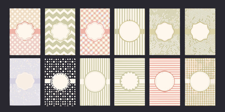 Assorted Patterned Label Cards With Blank Frames Vector Illustration
