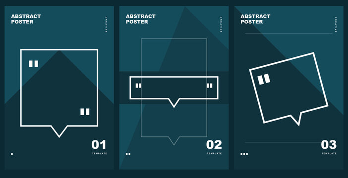 Set of three abstract posters with speech bubble frames