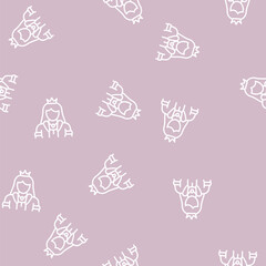 Obraz premium princess fairy tale vector line seamless pattern princess fairy tale sign illustration