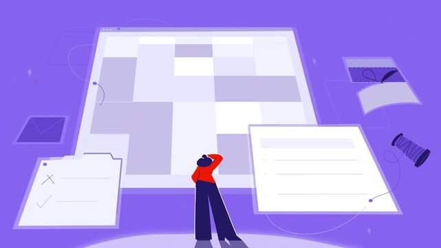 Abstract Digital User Interface Layout Design and Web Wireframe Visual 2D Animation