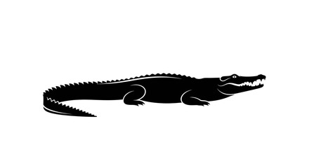 Fototapeta premium A large alligator is resting on land in a natural environment.